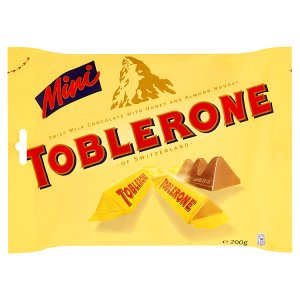 Toblerone Mini švýcarská mléčná čokoláda s medem a mandlovým nugátem 200g