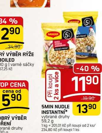 5MIN NUDLE INSTANTNÍ* vybrané druhy 59,2 g