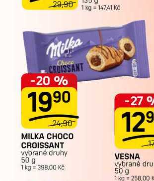 MILKA CHOCO CROISSANT vybrané druhy 50 g