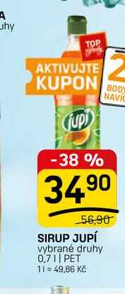 SIRUP JUPÍ vybrané druhy 0,7l