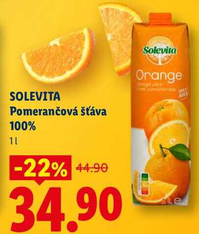 SOLEVITA Pomerančová šťáva 100%, 11