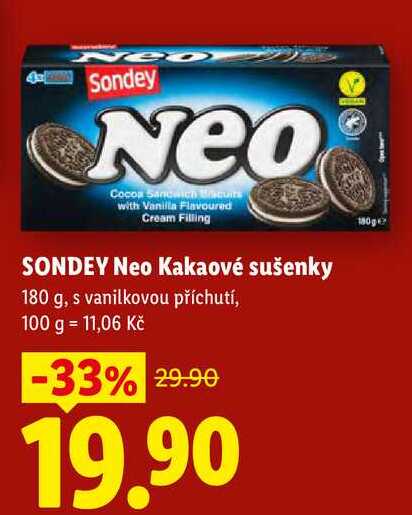 SONDEY Neo Kakaové sušenky, 180 g v akci