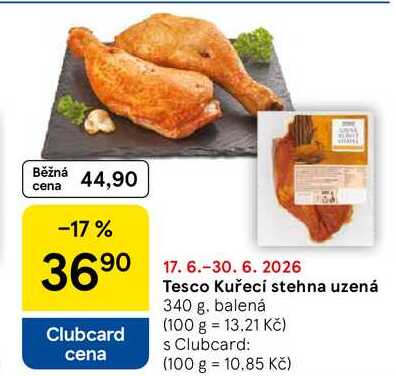 Tesco Kuřecí stehna uzená, 340 g, balená
