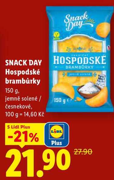 SNACK DAY Hospodské brambůrky, 150 g