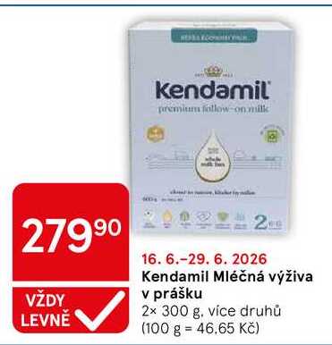 Kendamil Mléčná výživa v prášku, 2x 300 g, více druhů Tesco