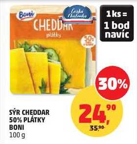 SÝR CHEDDAR 50% PLÁTKY BONI, 100 g 
