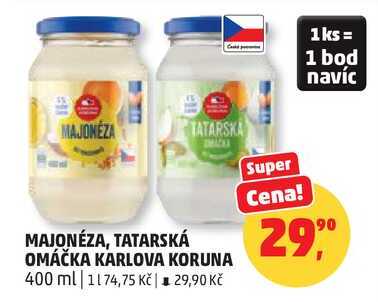 MAJONÉZA, TATARSKÁ OMÁČKA KARLOVA KORUNA, 400 ml