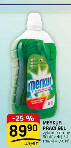 MERKUR PRACÍ GEL vybrané druhy 60 dávek