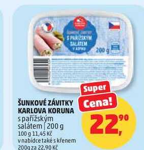 ŠUNKOVÉ ZÁVITKY KARLOVA KORUNA s pařížským salátem, 200 g