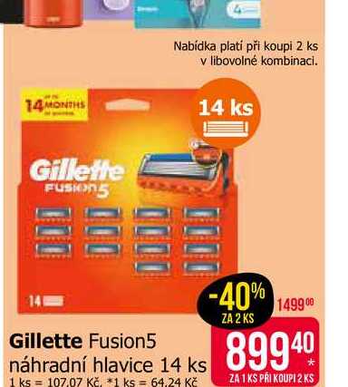 Gilette Fusion5 náhradní hlavice 14ks Teta drogerie