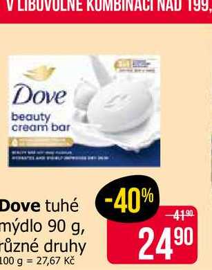 Dove mýdlo 90g, vybrané druhy Teta drogerie