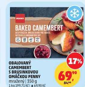 OBALOVANÝ CAMEMBERT S BRUSINKOVOU OMÁČKOU PENNY mražený, 350 g