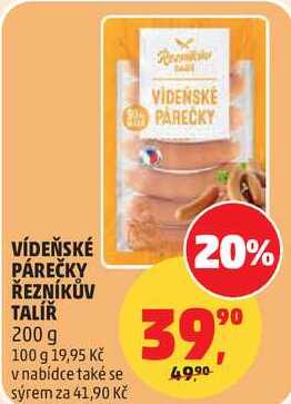 VÍDEŇSKÉ PÁREČKY ŘEZNÍKŮV TALÍŘ, 200 g