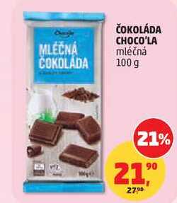 ČOKOLÁDA CHOCO'LA mléčná, 100 g