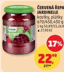 ČERVENÁ ŘEPA JARDINELLE kostky, plátky, 670/450,430 g 