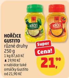 GUSTITO hořčice různé druhy, 250 g