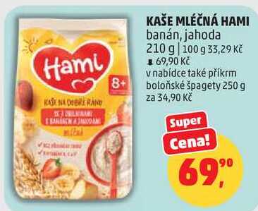 KAŠE MLÉČNÁ HAMI banán, jahoda, 210 g Penny Market