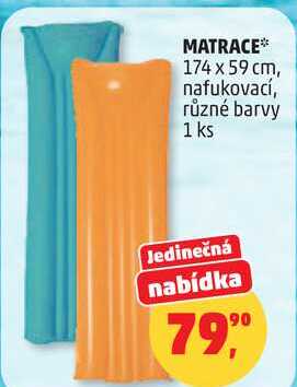 MATRACE, 174 x 59 cm, nafukovací, různé barvy, 1 ks Penny Market