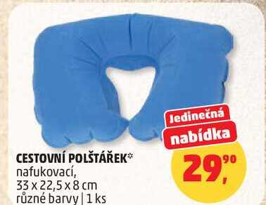 CESTOVNÍ POLŠTÁŘEK, nafukovací, 33 x 22,5 x 8 cm různé barvy, 1ks Penny Market