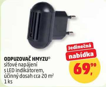 ODPUZOVAČ HMYZU síťové napájení s LED indikátorem, účinný dosah cca 20 m², 1 ks Penny Market