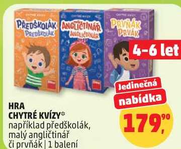 HRA CHYTRÉ KVÍZY například předškolák, 1 balení Penny Market