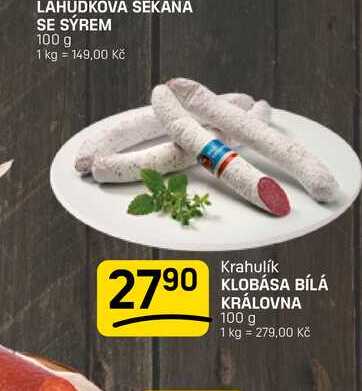 KLOBÁSA BÍLÁ KRÁLOVNA 100 g 