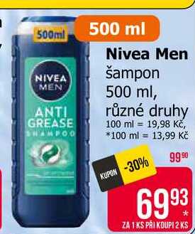 Nivea Men šampon 500 ml, různé druhy Teta drogerie