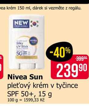 Nivea Sun pleťový krém v tyčince SPF 50+, 15 g