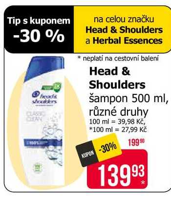 Head & Shoulders šampon 500 ml, různé druhy Teta drogerie