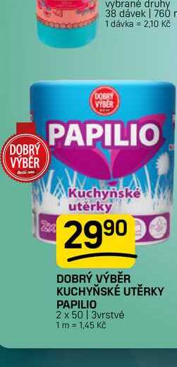 DOBRÝ VÝBĚR KUCHYŇSKÉ UTĚRKY PAPILIO 2 x 50 | 3vrstvé