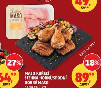 MASO KUŘECÍ STEHNA HORNÍ/SPODNÍ DOBRÉ MASO, 1 kg