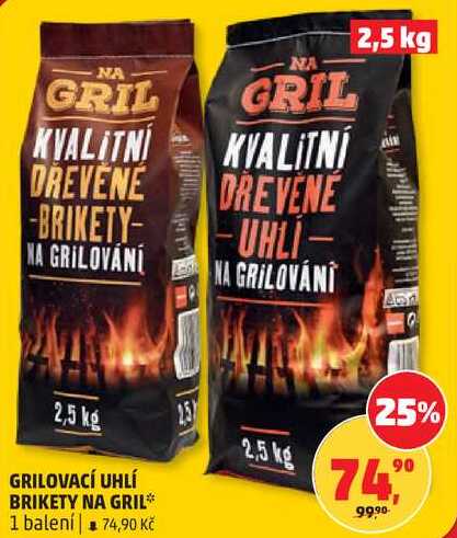 GRILOVACÍ UHLÍ BRIKETY NA GRIL, 1 balení  