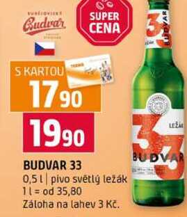 BUDVAR 33 0,5l pivo světlý ležák 