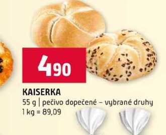 KAISERKA 55 g pečivo dopečené vybrané druhy 