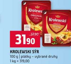 KROLEWSKI SÝR 100 g plátky vybrané druhy