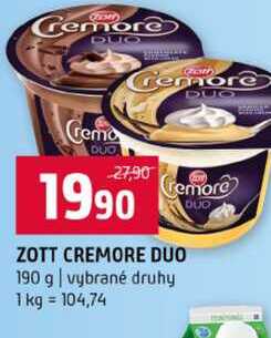ZOTT CREMORE DUO 190 g vybrané druhy