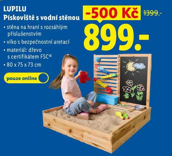 LUPILU Pískoviště s vodní stěnou Lidl