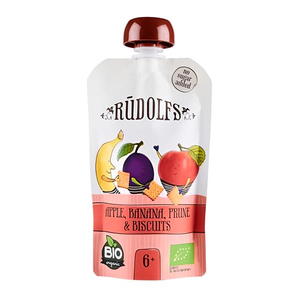 Rudolfs BIO kapsička Jablko, banán, sušená švestka, sušenky Košík.cz