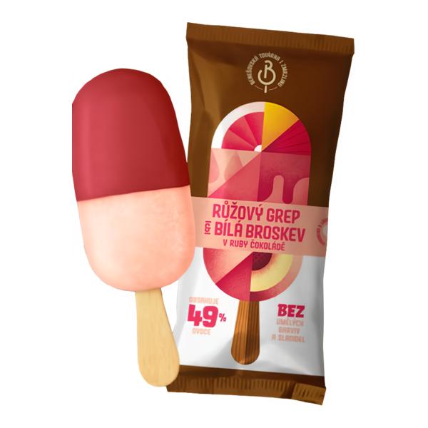 Benešovská továrna na zmrzlinu Růžový grep & bílá broskev v ruby čokoládě