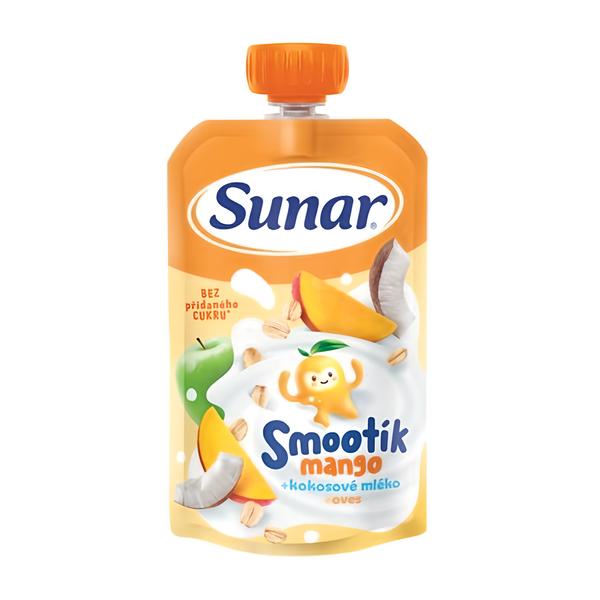 Sunar Smootík dětská kapsička mango, kokosové mléko, ovesné vločky, 12 m+ Košík.cz