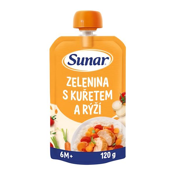 Sunar Příkrm zelenina s kuřetem a rýži, 6 m+ Košík.cz