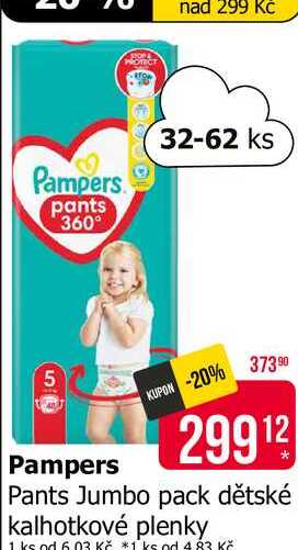 Pampers Pants Jumbo pack dětské kalhotkové plenky 32-62ks Teta drogerie
