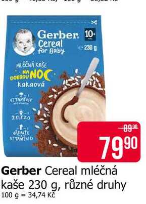 Gerber Cereal mléčná kaše 230 g, různé druhy Teta drogerie