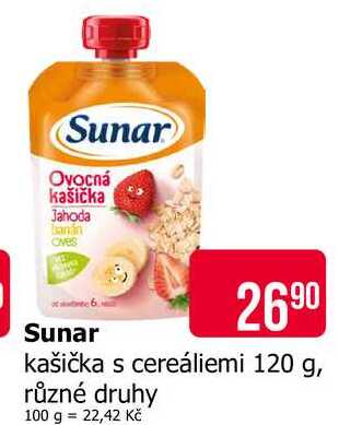 Sunar kašička s cereáliemi 120 g, různé druhy Teta drogerie