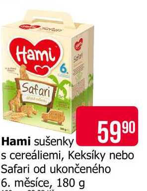 Hami sušenky s cereáliemi, keksíky nebo Safari od ukončeného 6. měsíce, 180 g Teta drogerie