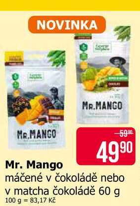 Mr. Mango máčené v čokoládě nebo v matcha čokoládě 60 g