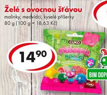 Želé s ovocnou šťávou, 80 g