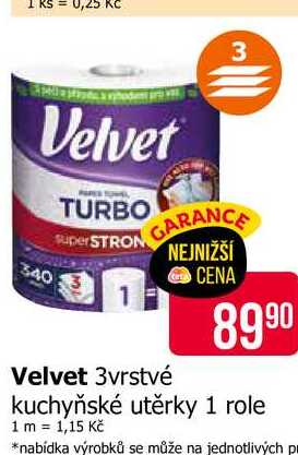 Velvet 3vrstvé kuchyňské utěrky 1 role 