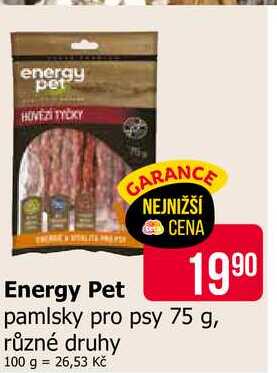 Energy Pet pamlsky pro psy 75 g, různé druhy 