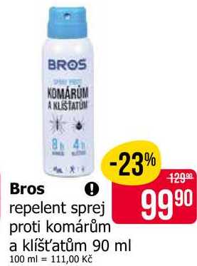 Bros repelent sprej proti komárům a klíšťatům 90 ml Teta drogerie